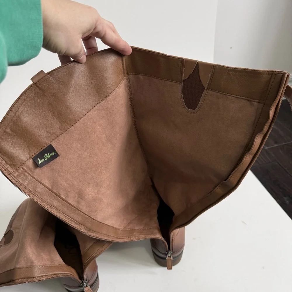 Sam Edelman Whiskey Coloured Penny Leather Riding Boots - Picture 12 of 16